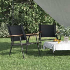 Camping Chairs 2 pcs Black 21.3"x21.7"x30.7" Oxford Fabric