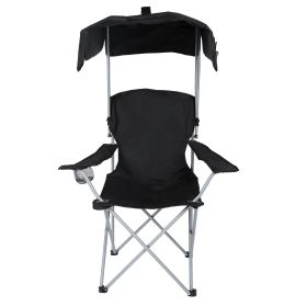 YSSOA Canopy Lounge Chair with Sunshade for Camping; Hiking; Travel; and Other Outdoor Events; with Cup Holder; 21.6" x 21.6" x 36"; Black; 1-Pack