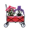 Folding Wagon Garden Shopping Beach Cart (Red)