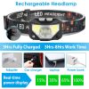 2Packs Rechargeable Motion Sensor Headlamp 6 Light Modes Headlight Torch Flashlight for Fishing Running Camping Hiking