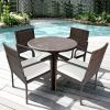 Trendy And Pratical Outdoor Patio Rattan Dining Chairs Cushioned Sofa 4 Pcs Set