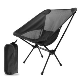 Superhard High Load Outdoor Camping Chair Travel Ultralight Folding Chair Portable Beach Hiking Picnic Seats Fishing Beach BBQ (Ships From: China, Color: black)